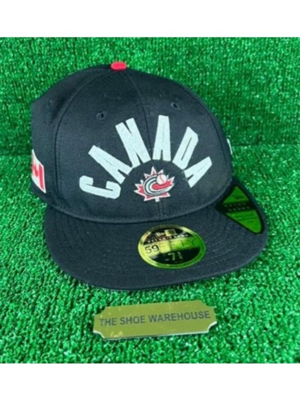 New Era Canada WBC 59FIFTY Black Classic Script Fitted Hat Cap Size 7 3/8 NEW
